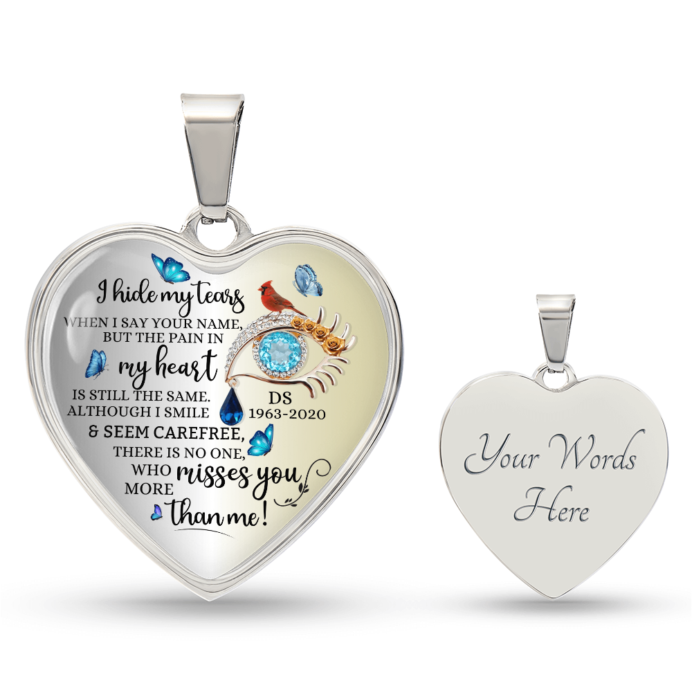 Memorial Necklace with heart pendant and name engraved