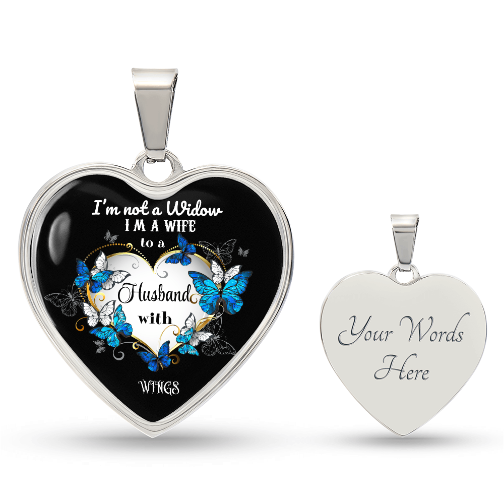 Luxury Graphic Heart Necklace I'm not a Widow Butterflies design by ShineOn Fulfillment