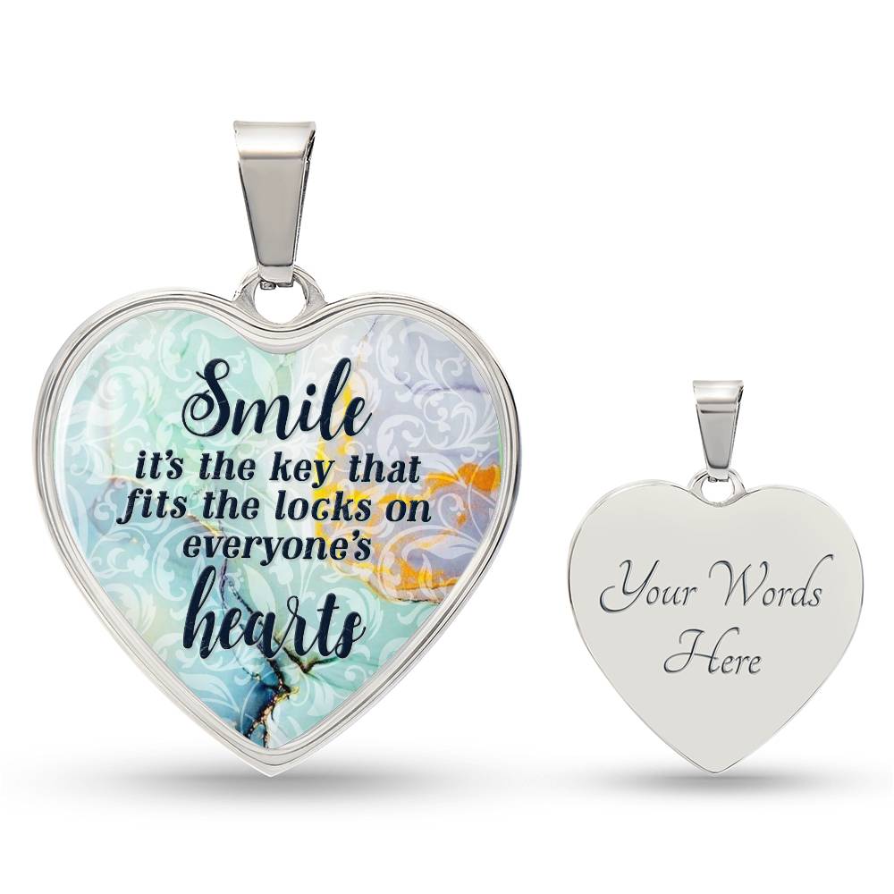 Luxury Heart pendant Necklace Smile it's the Key that fits the locks on everyone's Hearts.