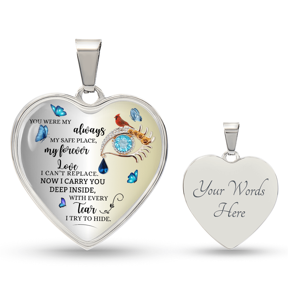 Forever Love Necklace for Wife, Husband Memorial Gift, Loss of Husband Jewelry, Sympathy Heart Pendant, In Loving Memory Keepsake