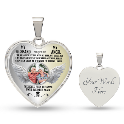 Personalized Memorial Photo Heart Necklace, Husband Loss Remembrance Gift, Custom Sympathy Jewelry, In Loving Memory Keepsake