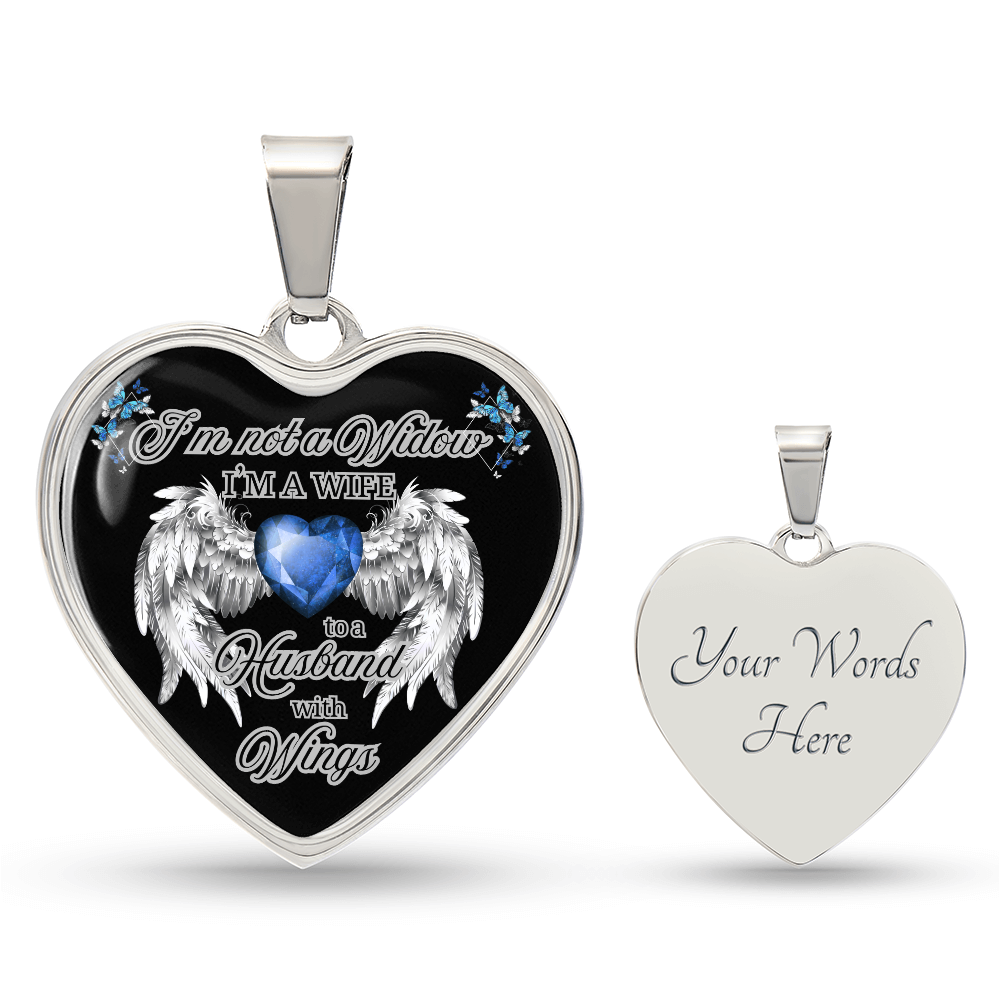 Wife to a Husband with Wings Memorial Necklace – Luxury Heart Pendant – Sympathy Gift for Loss of Husband – Remembrance Jewelry for Her by ShineOn Fulfillment