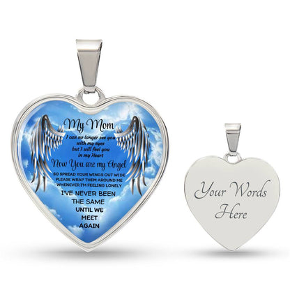 Luxury Heart pendant Necklace my Mom now you are my Angel by ShineOn Fulfillment