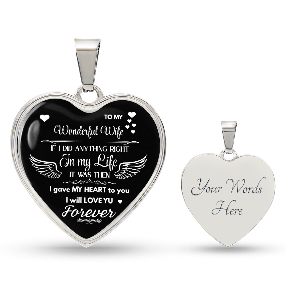 Luxury Graphic Heart Necklace To My Wonderful Wife - Angel Wings -Love Gift to Wife by ShineOn Fulfillment