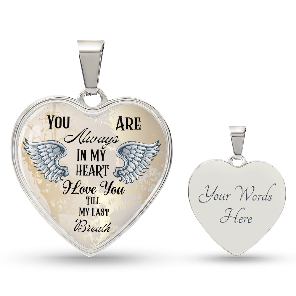 Personalized Heart pendant necklace with back engraving, You are always in my Heart ShineOn Fulfillment