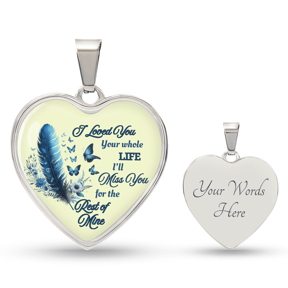 Necklace Memorial Blue Feather Heart Pendant Sympathy Gift for Loss "I Loved You Your Whole Life" by ShineOn Fulfillment