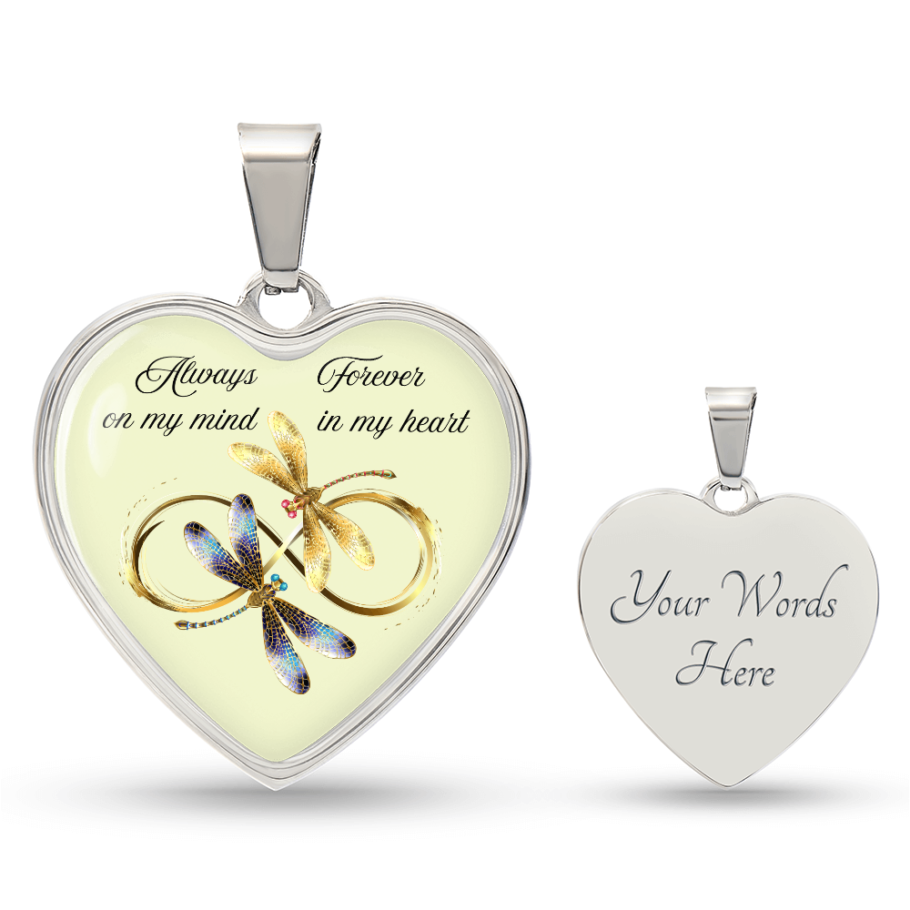 Luxury Graphic Heart Necklace – Always on My Mind, Forever in My Heart Personalized Memorial Jewelry