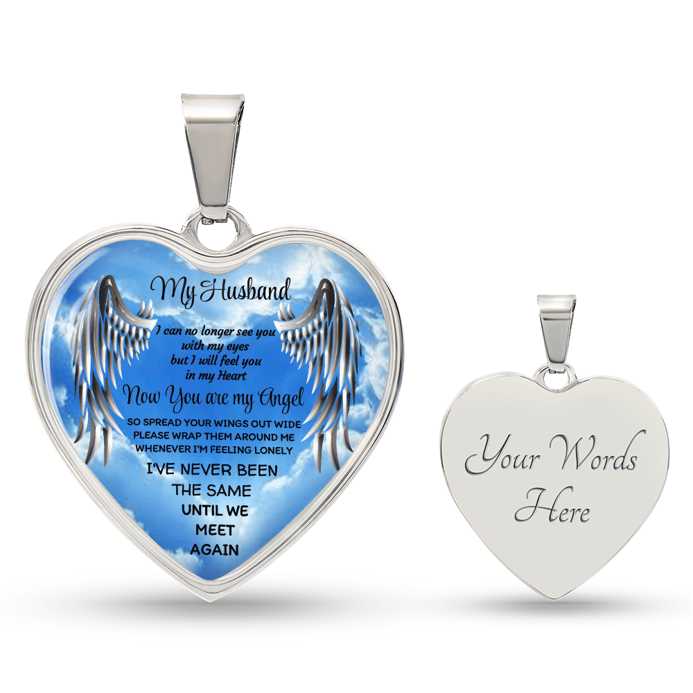 My Husband Angel Heart Pendant Necklace: Luxury Memorial Jewelry by ShineOn Fulfillment