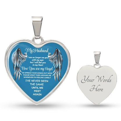 Luxury Heart pendant Necklace my Husband now you are my Angel by ShineOn Fulfillment