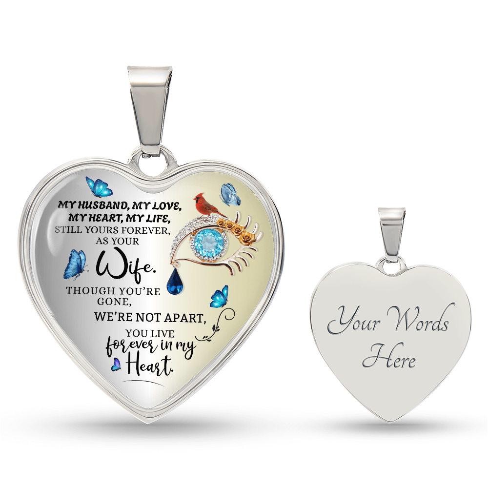 Luxury Personalized Heart Necklace, Husband Loss Gift for Wife, Memorial Jewelry, Remembrance Necklace, Forever Love Keepsake