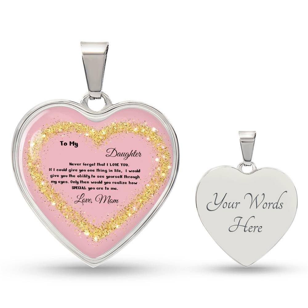 Luxury Heart Pendant Necklace – To My Daughter, Love Mom | Personalized Jewelry Gift by ShineOn Fulfillment