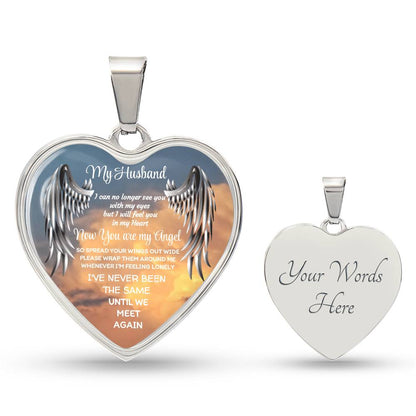 Luxury Heart pendant Necklace my Husband now you are my Angel by ShineOn Fulfillment