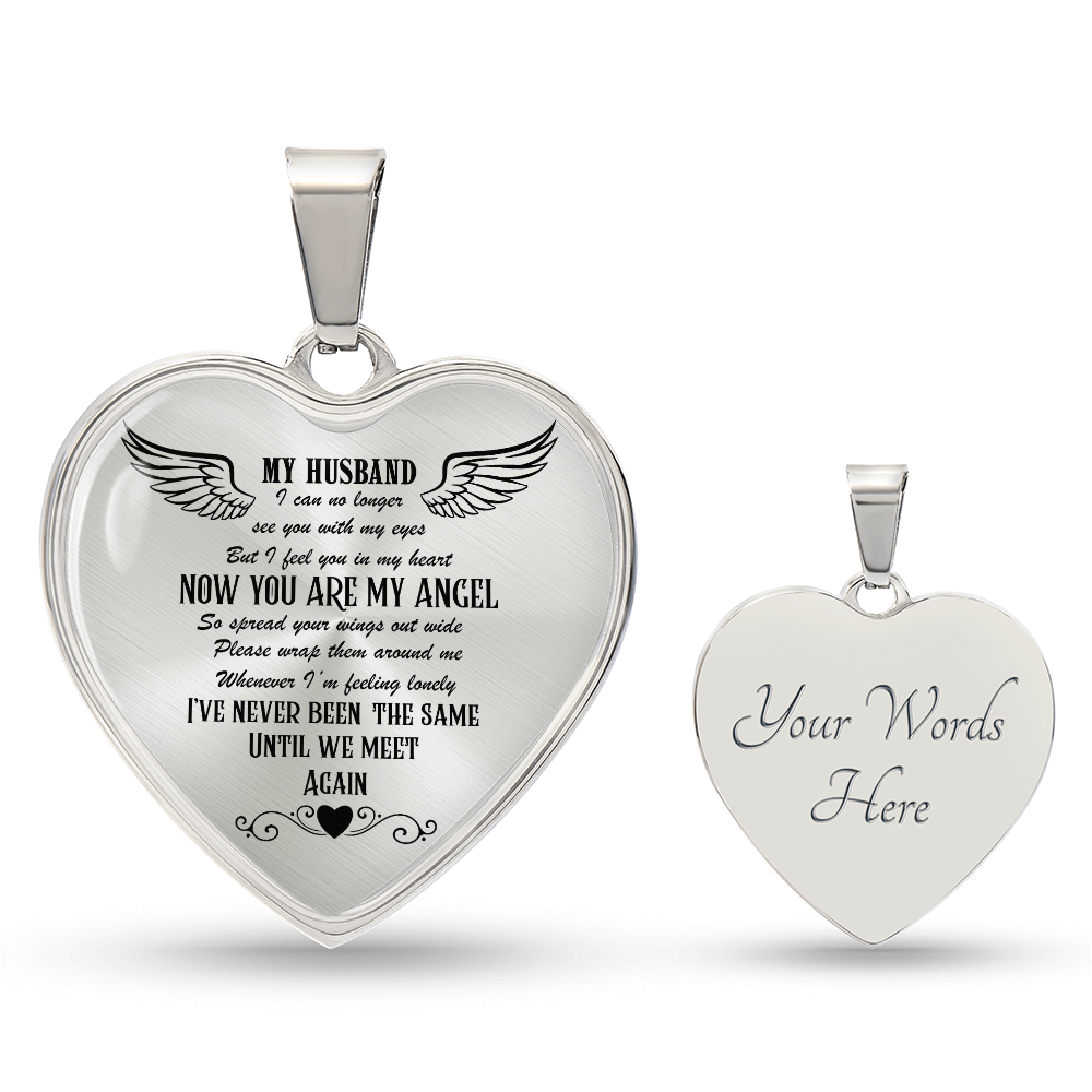 Luxury Graphic Heart Necklace My Husband my Angel