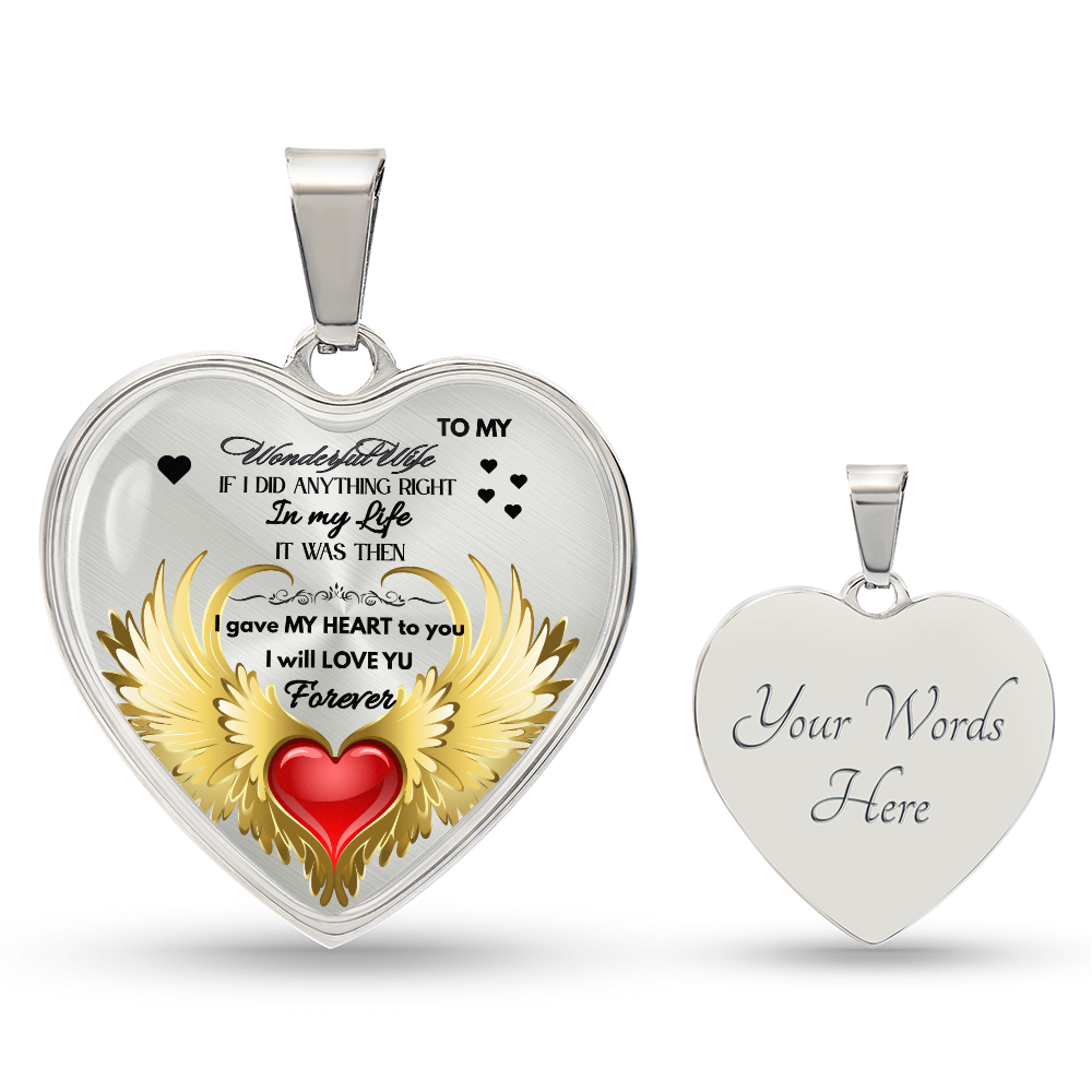 To My Wonderful Wife Angel Wings Necklace – Love Gift for Wife, Romantic Jewelry for Anniversary, Birthday or Valentine's Day by ShineOn Fulfillment
