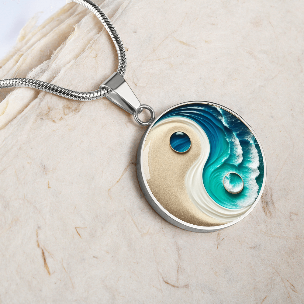 Turquoise Yin Yang Personalized Zen Pendant Necklace