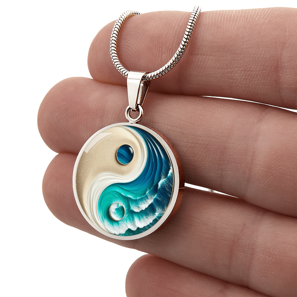 Turquoise Yin Yang Personalized Zen Pendant Necklace