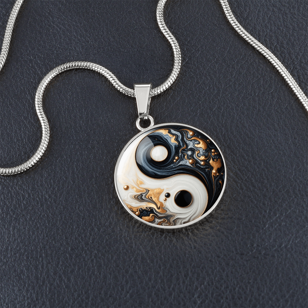 Luxury Modern Yin Yang Granite Pendant Necklace