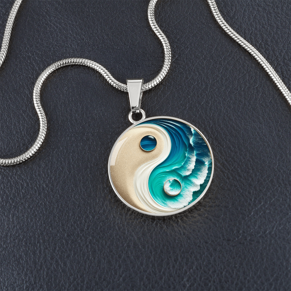 Turquoise Yin Yang Personalized Zen Pendant Necklace