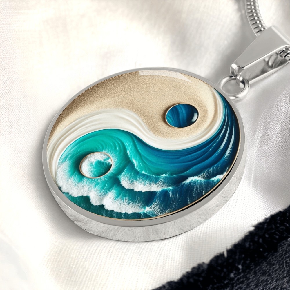 Turquoise Yin Yang Personalized Zen Pendant Necklace