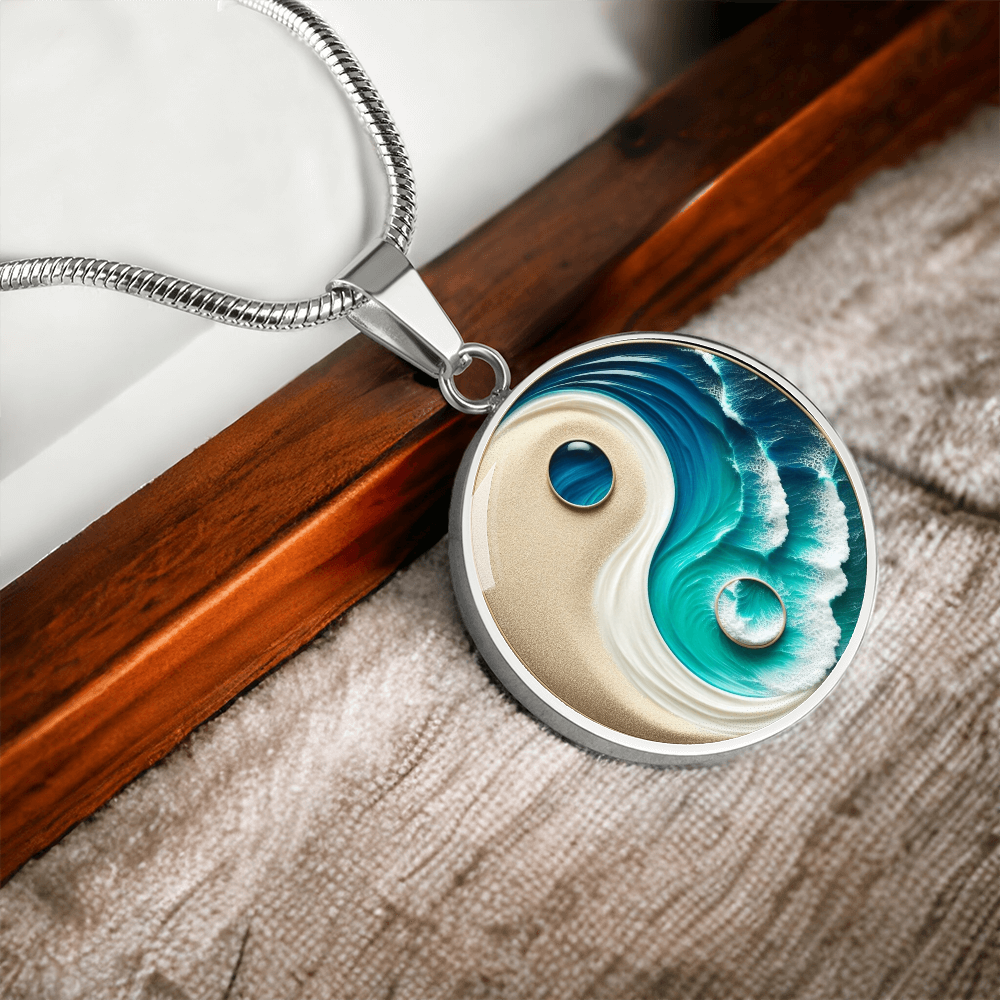 Turquoise Yin Yang Personalized Zen Pendant Necklace