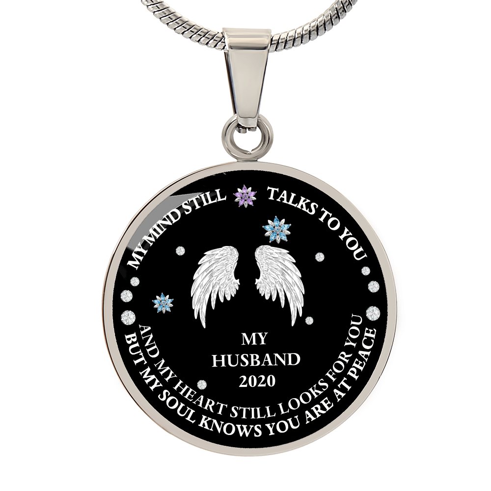 Angel Wings Memorial Necklace for Husband Loss, Sympathy Jewelry for Wife, Remembrance Keepsake