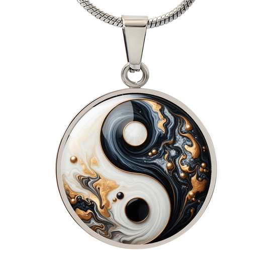 Luxury Modern Yin Yang Granite Pendant Necklace