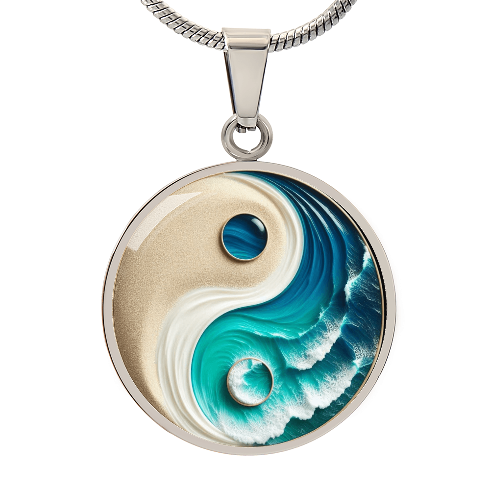Turquoise Yin Yang Personalized Zen Pendant Necklace