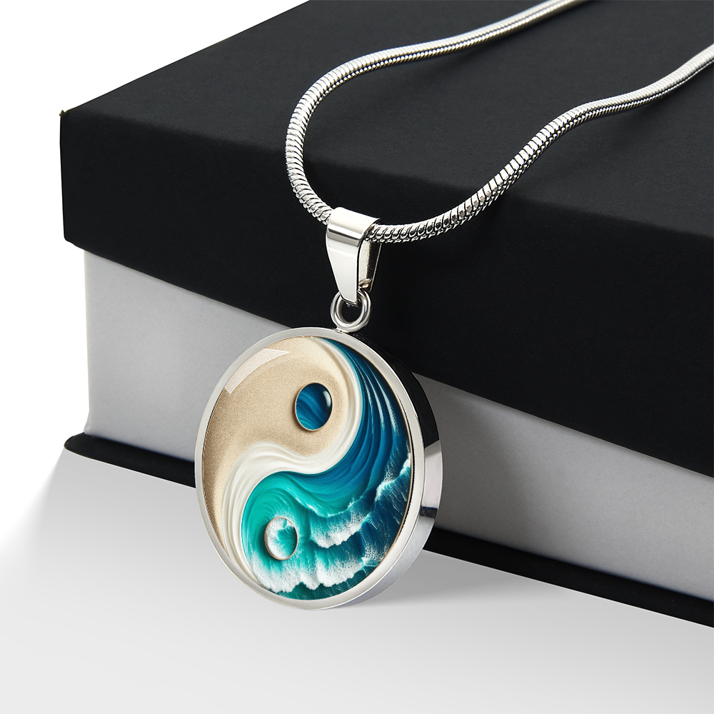 Turquoise Yin Yang Personalized Zen Pendant Necklace