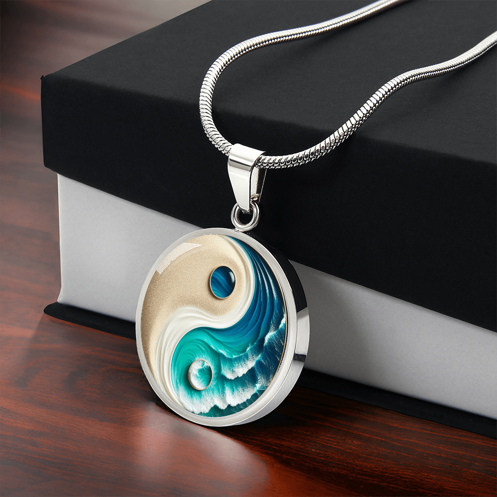 Turquoise Yin Yang Personalized Zen Pendant Necklace