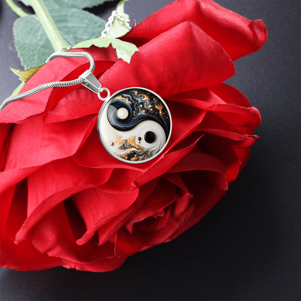 Luxury Modern Yin Yang Granite Pendant Necklace