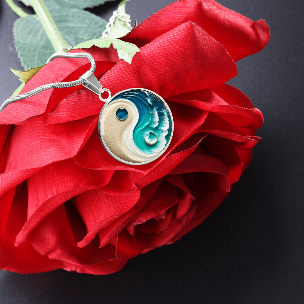Turquoise Yin Yang Personalized Zen Pendant Necklace