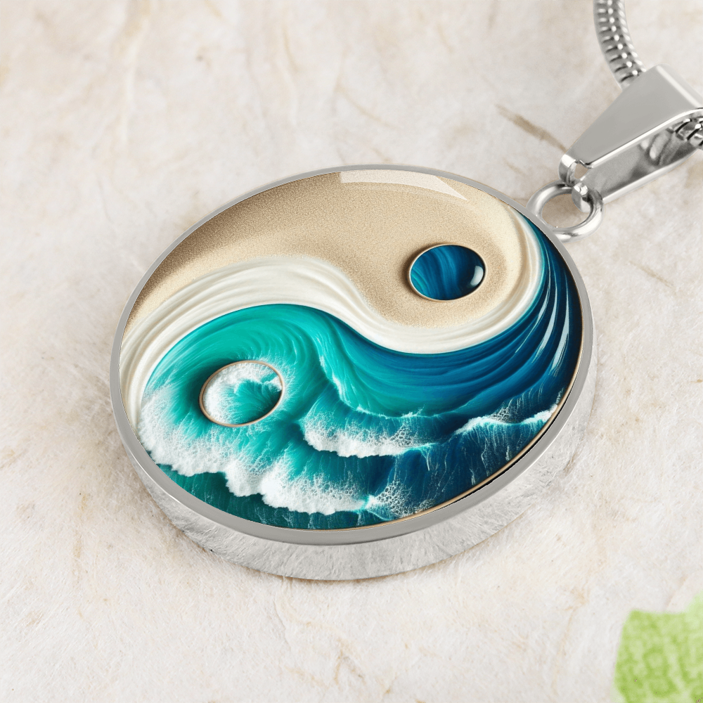 Turquoise Yin Yang Personalized Zen Pendant Necklace