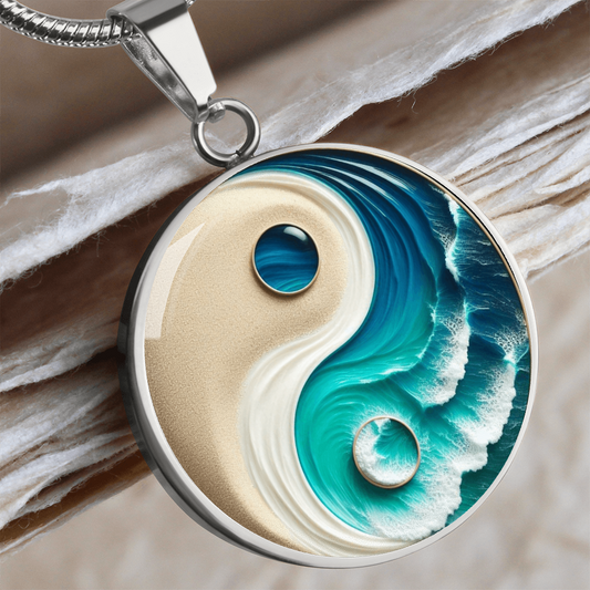 Turquoise Yin Yang Personalized Zen Pendant Necklace