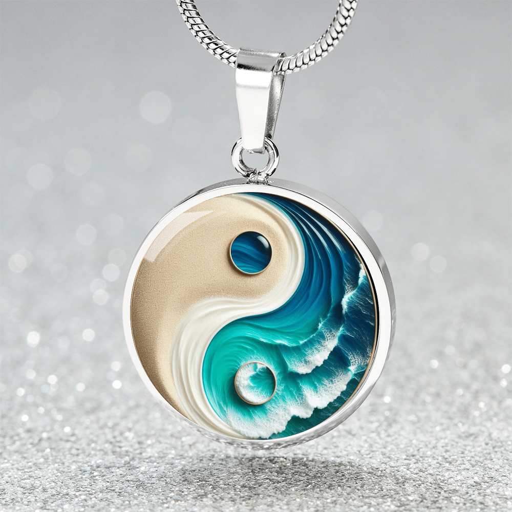 Turquoise Yin Yang Personalized Zen Pendant Necklace