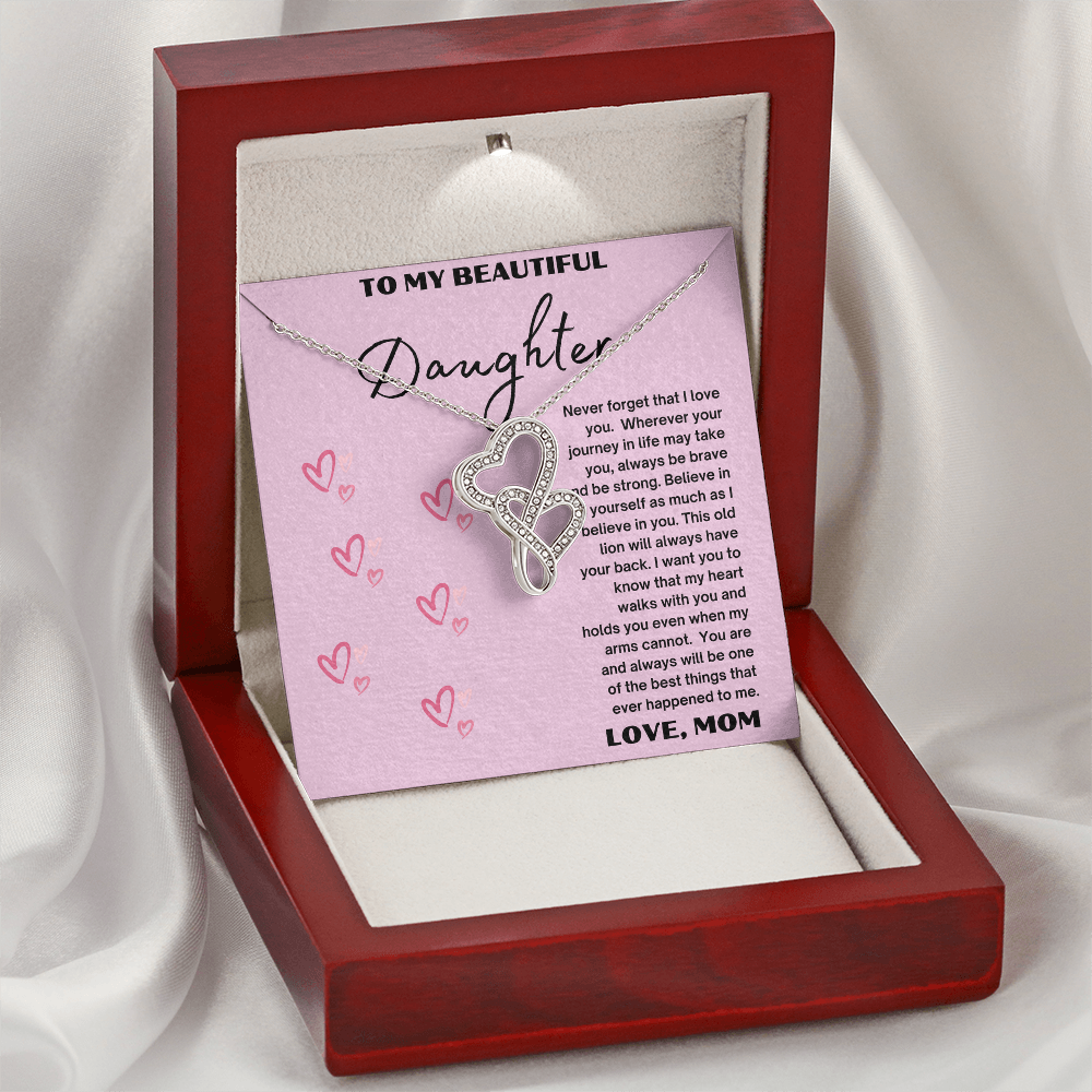 Heart-to-Heart Pendant Necklace To my Beautiful daughter, Love Mom