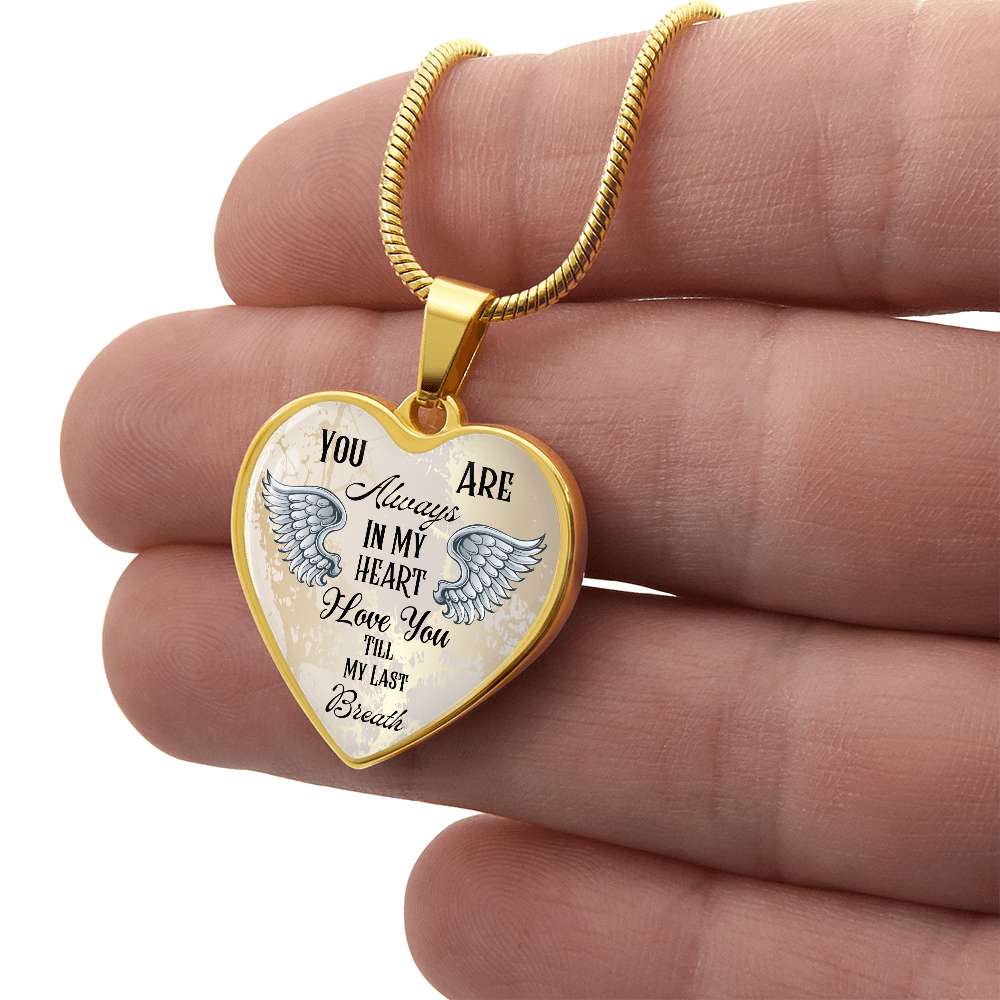 Personalized Heart pendant necklace with back engraving, You are always in my Heart ShineOn Fulfillment