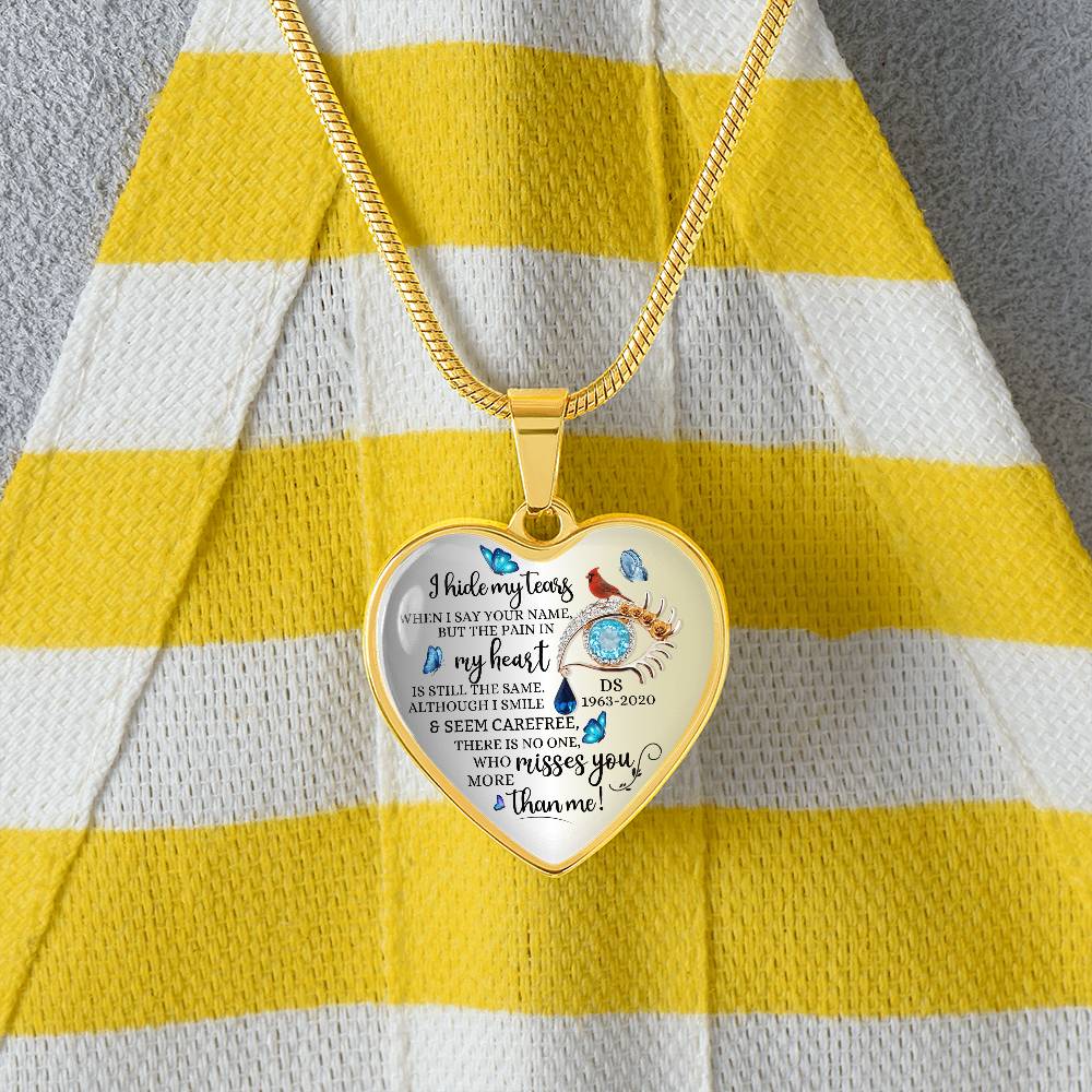 Memorial Necklace with heart pendant and name engraved
