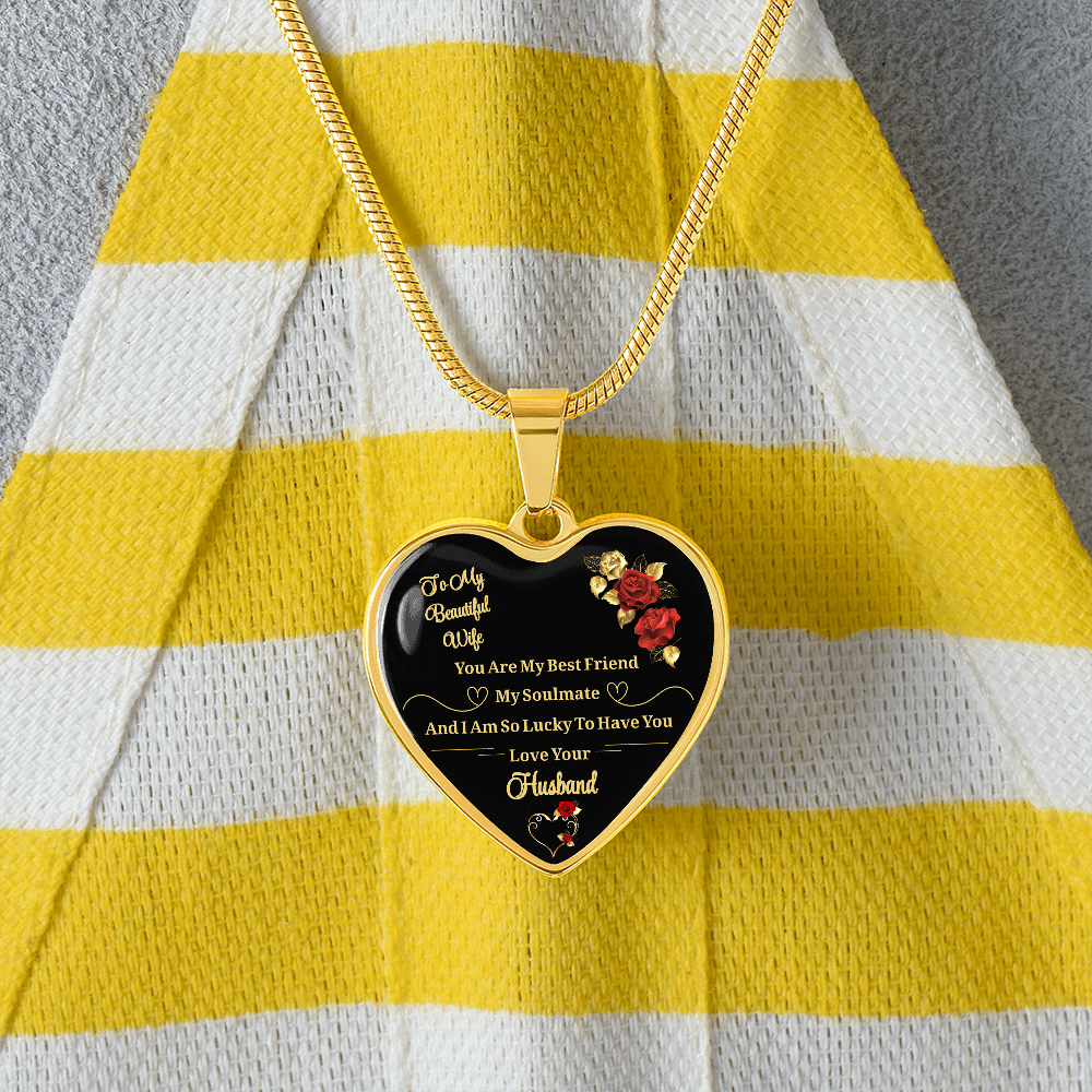 Luxury Graphic Heart Necklace to My Wife You Are My Best Friend I Always Love You Heart Pendant Necklace to Wife Anniversary Birthday Gift From Husband by ShineOn Fulfillment