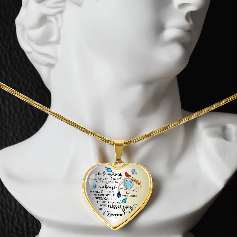 Memorial Necklace with heart pendant and name engraved