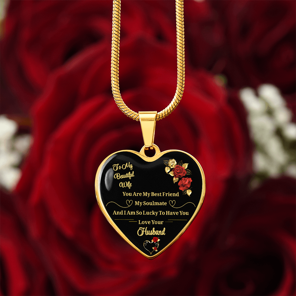 Luxury Graphic Heart Necklace to My Wife You Are My Best Friend I Always Love You Heart Pendant Necklace to Wife Anniversary Birthday Gift From Husband by ShineOn Fulfillment