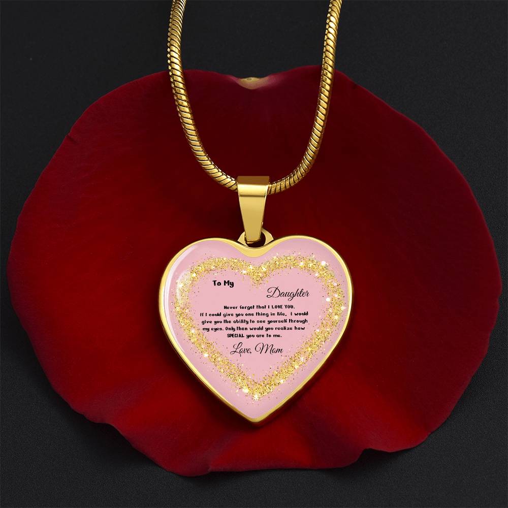 Luxury Heart Pendant Necklace – To My Daughter, Love Mom | Personalized Jewelry Gift by ShineOn Fulfillment