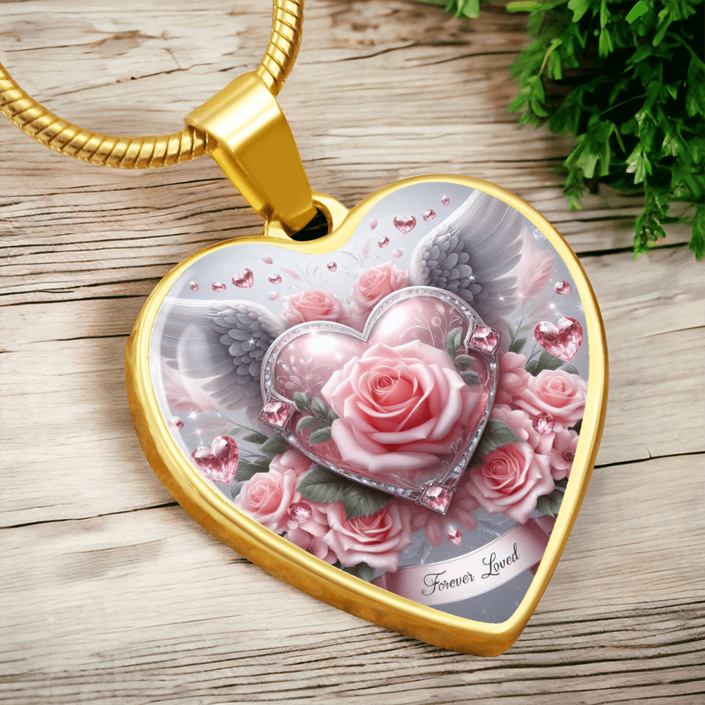 Luxury Heart Necklace Memorial Jewelry – Forever Loved Graphic Pendant Gift for Women Loved One Keepsake by ShineOn Fulfillment