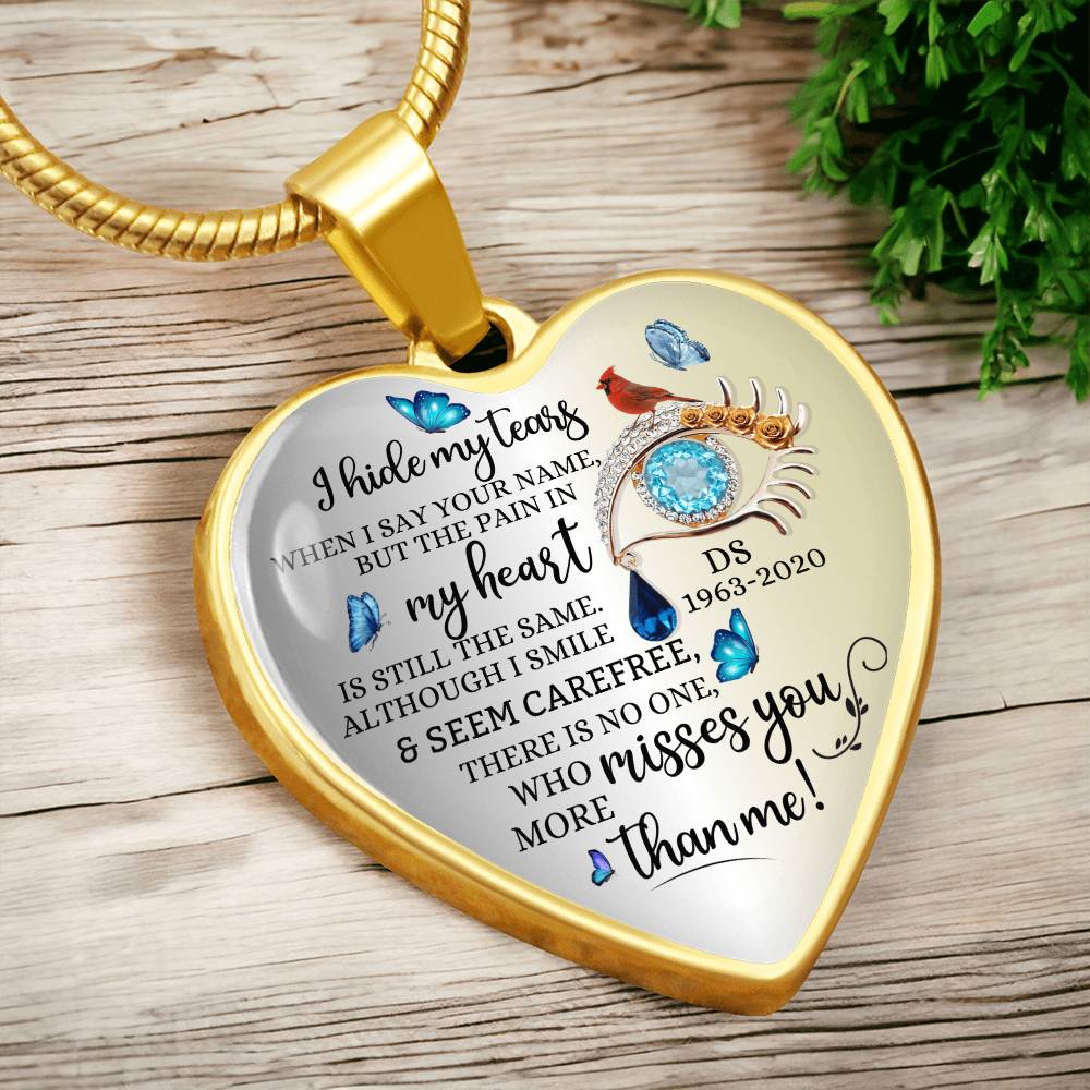 Memorial Necklace with heart pendant and name engraved