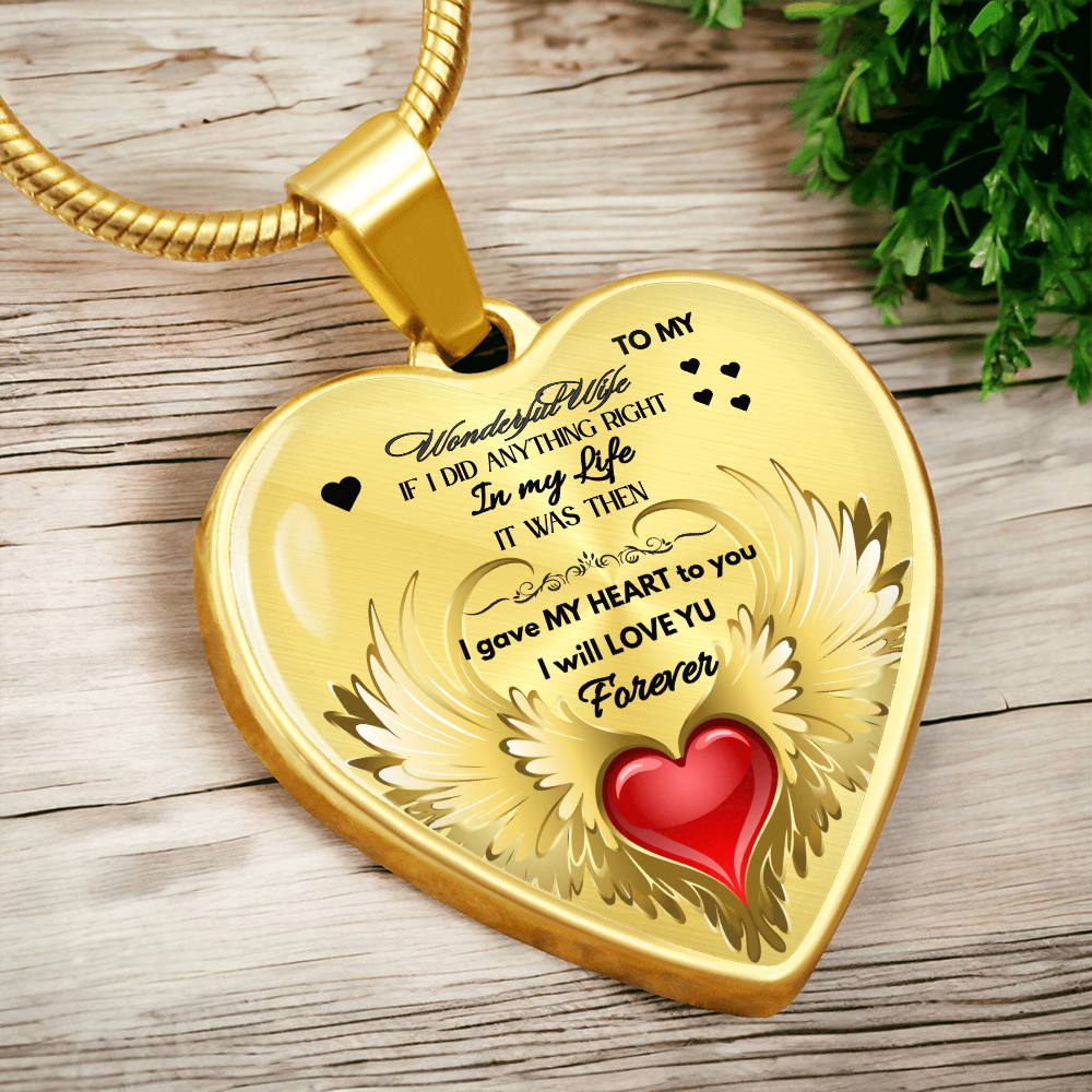 To My Wonderful Wife Angel Wings Necklace – Love Gift for Wife, Romantic Jewelry for Anniversary, Birthday or Valentine's Day by ShineOn Fulfillment