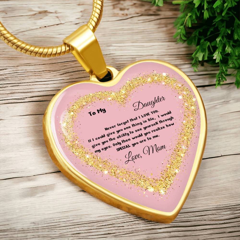 Luxury Heart Pendant Necklace – To My Daughter, Love Mom | Personalized Jewelry Gift by ShineOn Fulfillment