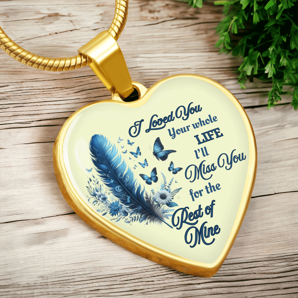 Necklace Memorial Blue Feather Heart Pendant Sympathy Gift for Loss "I Loved You Your Whole Life" by ShineOn Fulfillment