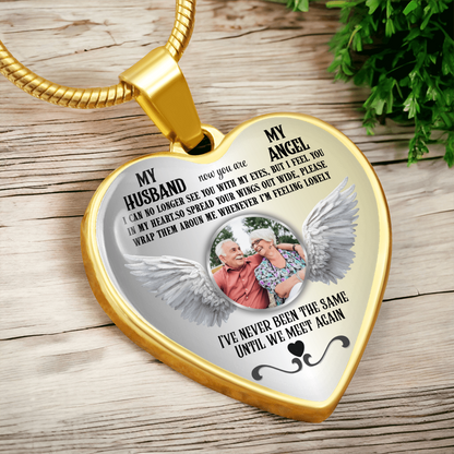 Personalized Memorial Photo Heart Necklace, Husband Loss Remembrance Gift, Custom Sympathy Jewelry, In Loving Memory Keepsake