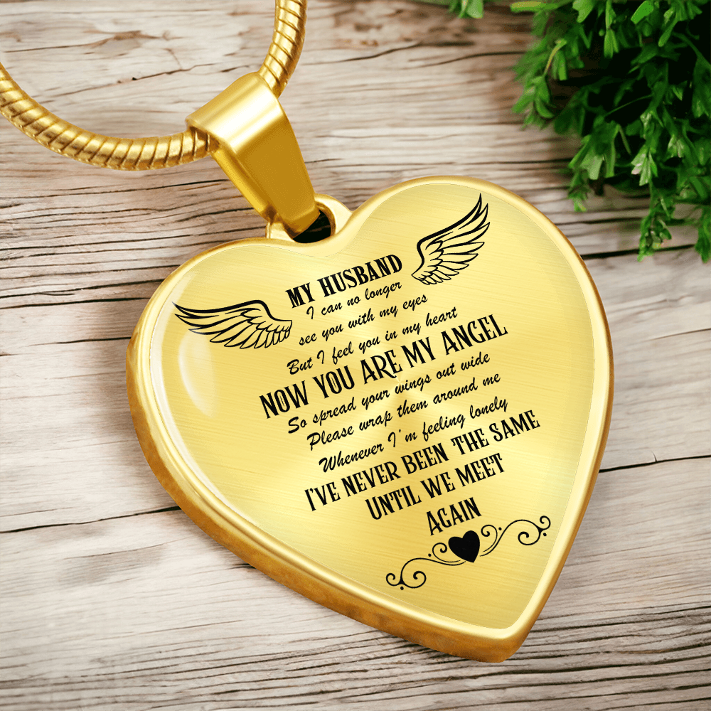 Luxury Graphic Heart Necklace My Husband my Angel