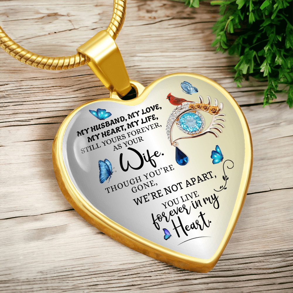 Luxury Personalized Heart Necklace, Husband Loss Gift for Wife, Memorial Jewelry, Remembrance Necklace, Forever Love Keepsake
