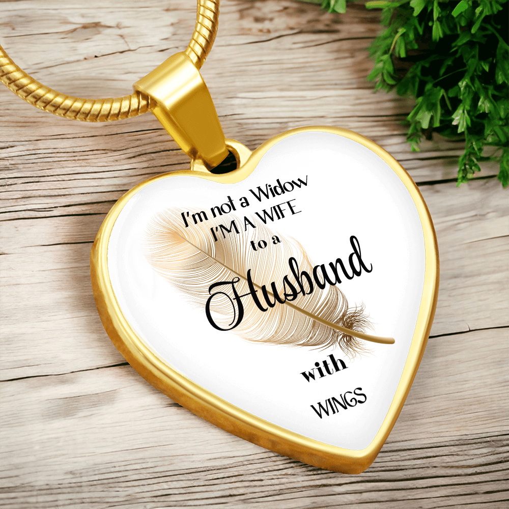 In Loving Memory Husband Necklace – Angel Wings Heart Tribute Jewelry | Elegant Memorial & Sympathy Gift by ShineOn Fulfillment